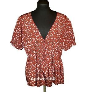 Floral vneck babydoll top (0512)